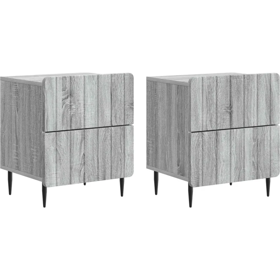 vidaXL Nachtkastje 2 st Grijs sonoma 43 x 34,5 x 49,5 cm Bewerkt hout, foto 3