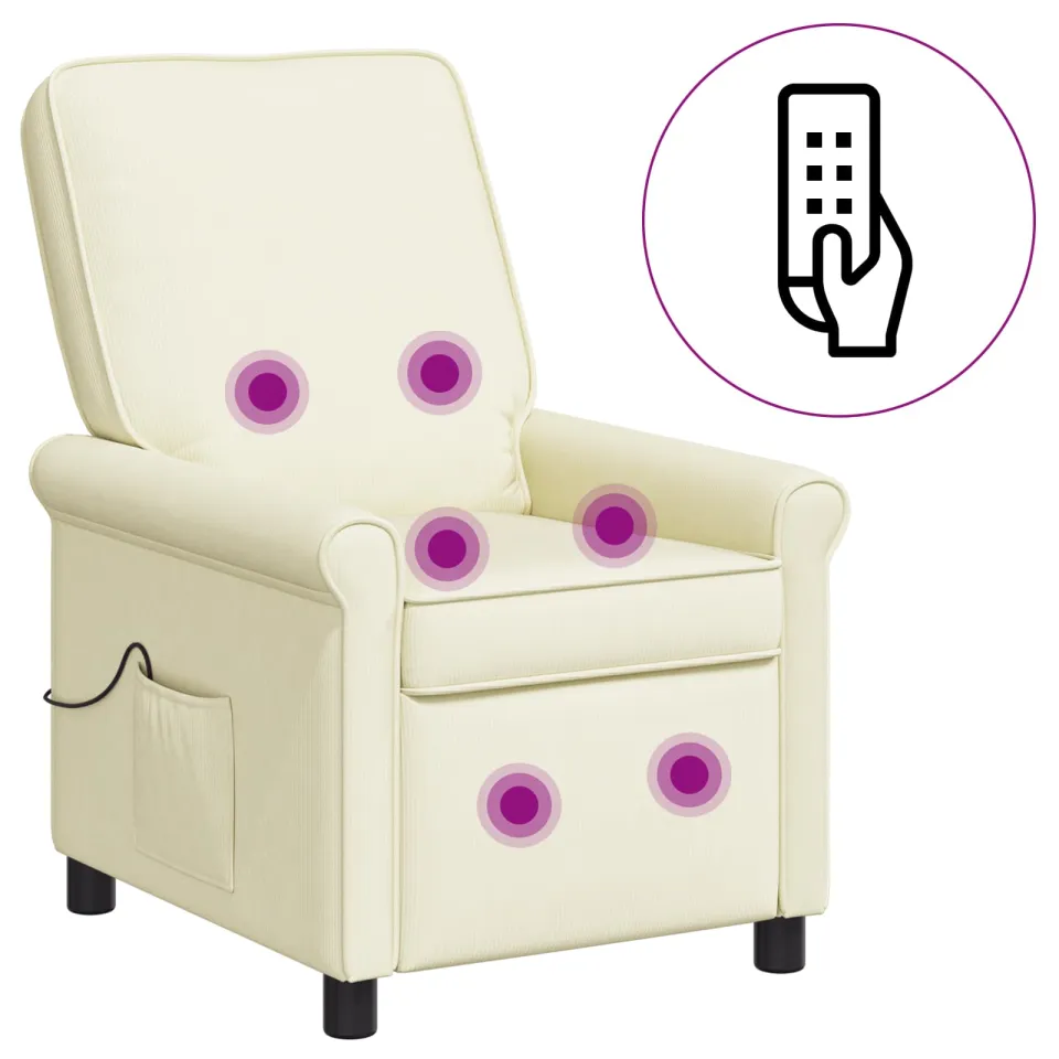vidaXL Massage-relaxstoel Crèmekleurig 69 x 95 x 101 cm Stof, foto 3