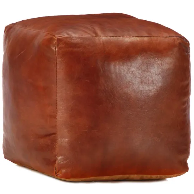 vidaXL Poef 40x40x40 cm echt geitenleer tan Bruin
