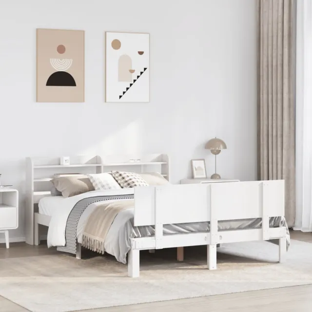 vidaXL Bed Frame 2 st Wit 140 x 200 cm Solid pine wood, plywood slats