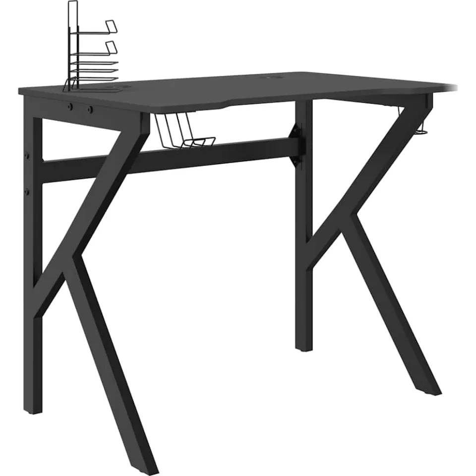 vidaXL Gamingbureau met K-vormige poten 90x60x75 cm zwart