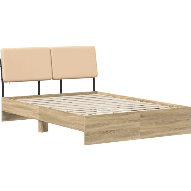 vidaXL Tweepersoonsbed met hoofdbord Sonoma eiken en crème Bruin