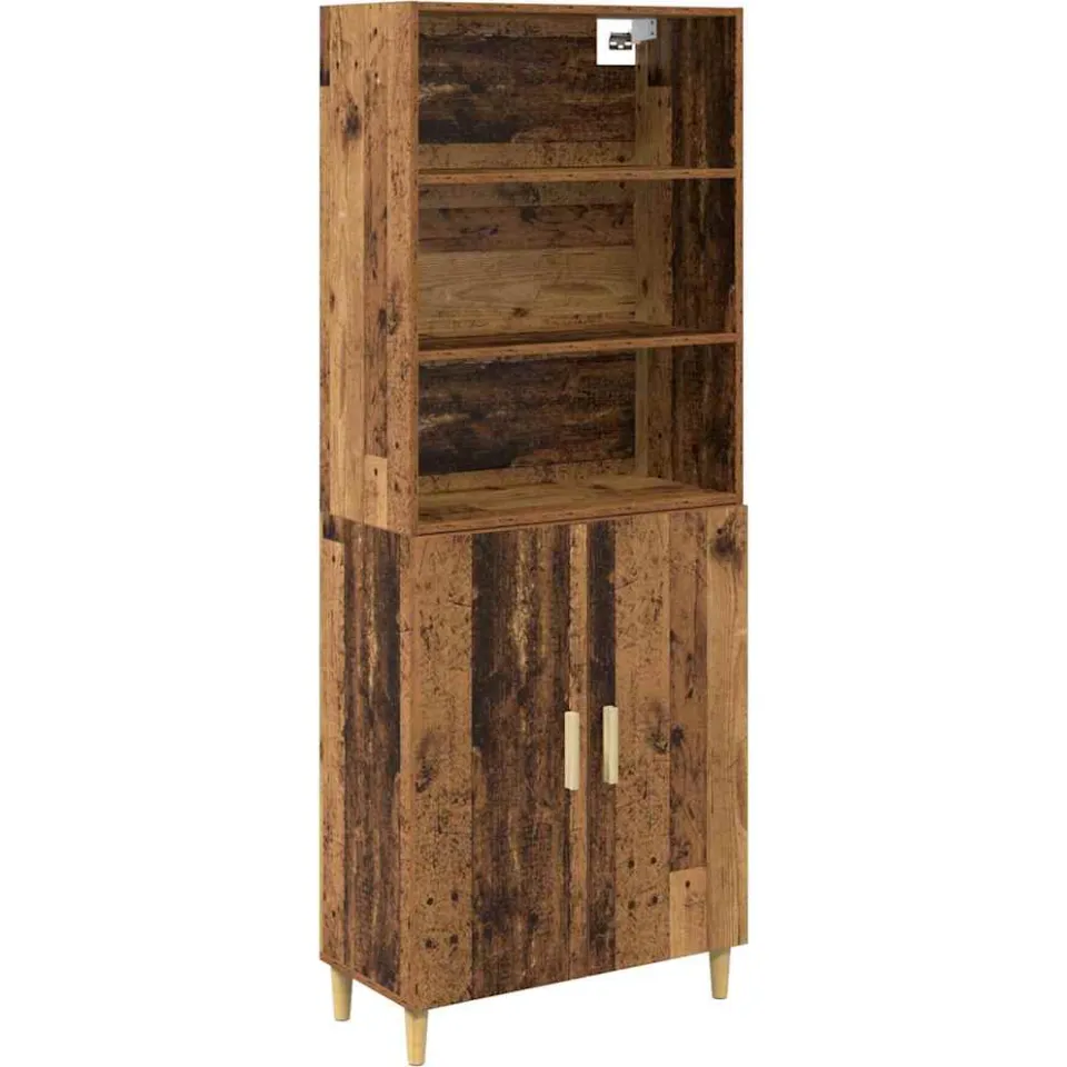 vidaXL Hoge kast Oud Hout 69,5 x 32,5 x 180 cm Bewerkt hout Bruin