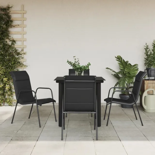 vidaXL 5-delige Tuinset textileen en staal zwart