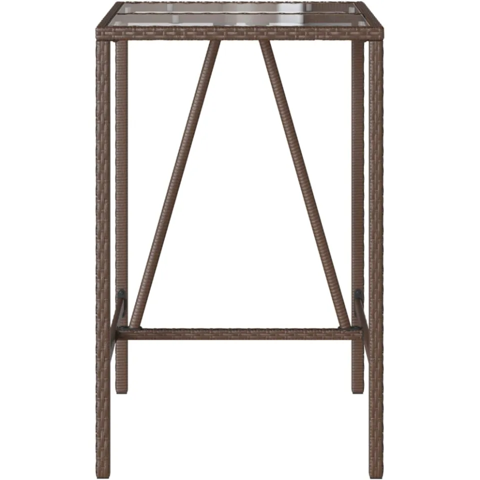vidaXL Tuinbartafel 70x70x110 cm poly rattan bruin, foto 4