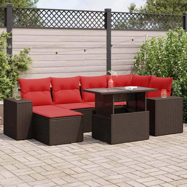vidaXL 9-delige Loungeset met kussens poly rattan acacia bruin, foto 2