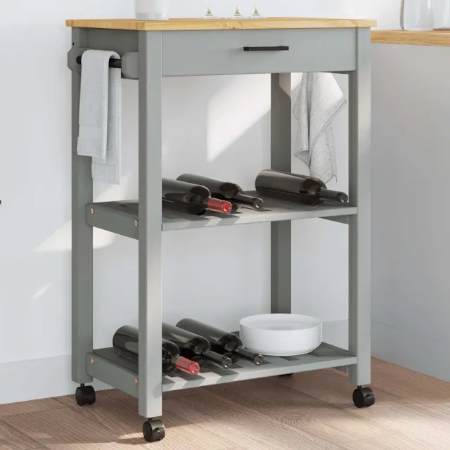 vidaXL Keukentrolley MONZA 60x40x88,5 cm massief grenenhout grijs, foto 2