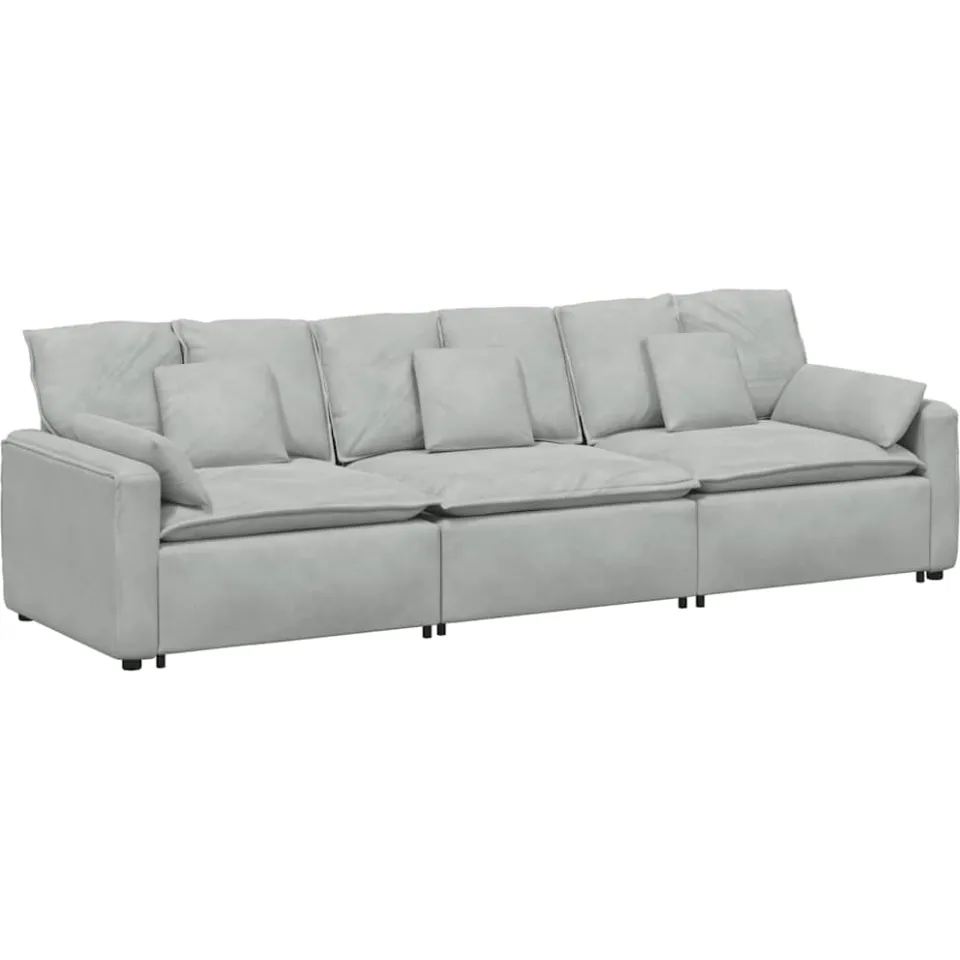 vidaXL Modulaire bank met kussens lichtgrijs grijs, foto 4