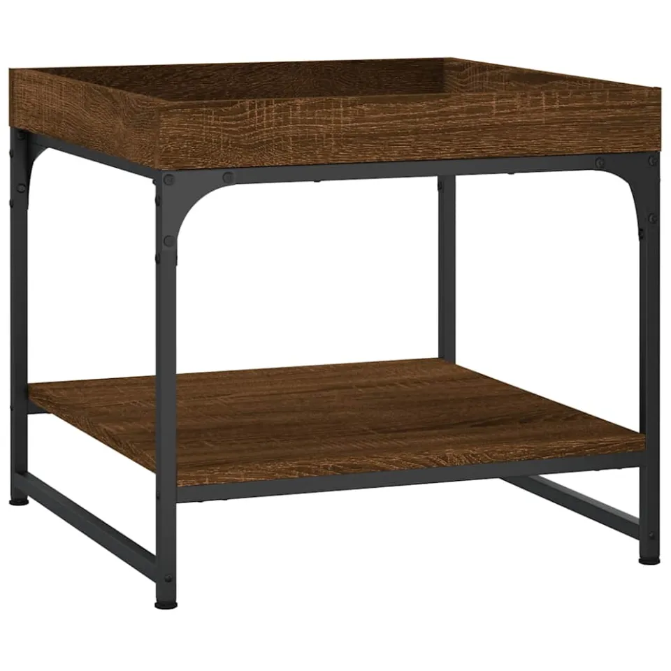 vidaXL Salontafel 49,5x49,5x45 cm bewerkt hout bruin eikenkleur, foto 4