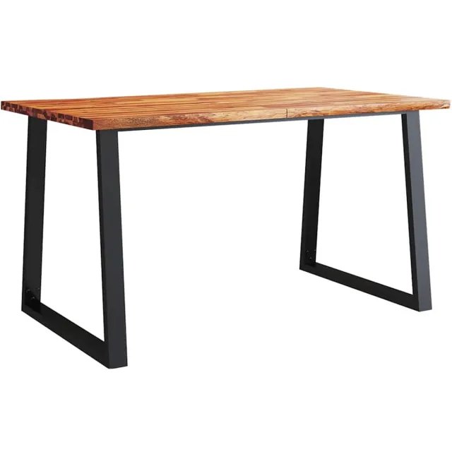vidaXL Eettafel - met - natuurlijke - rand - 140x80x75 - cm - massief - acaciahout Bruin