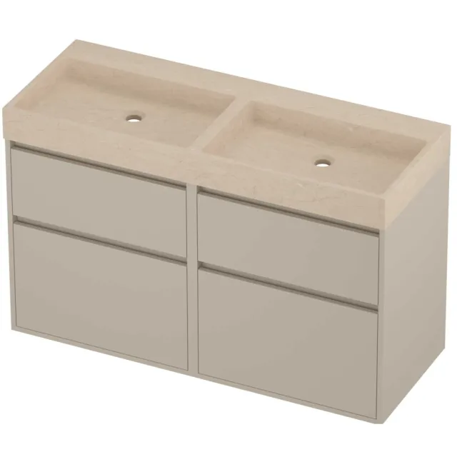 Proline Evoli Badmeubelset Hardsteen Loft 4 Laden 120x46x75 cm Sand Stone Soft Linen Beige