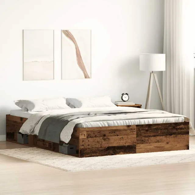 vidaXL Bedframe zonder matras 150x200 cm bewerkt hout oud hout Bruin