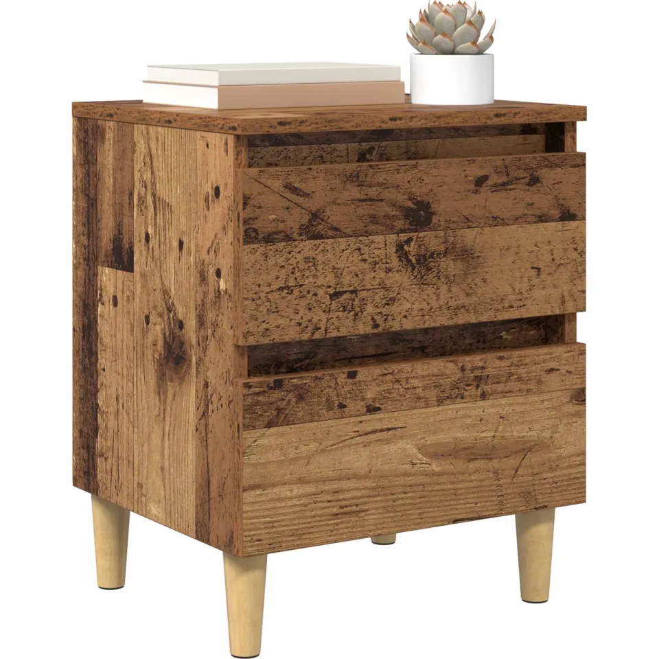 vidaXL Bedkasten 2 st Oud Hout 40 x 35 x 50 cm Bewerkt hout bruin, foto 2