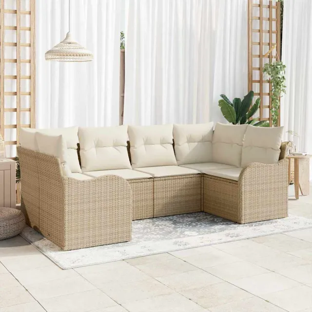 vidaXL Tuinbankenset 6 st Beige poly rattan