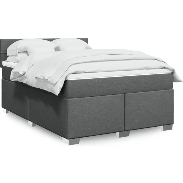 vidaXL Boxspring met matras stof donkergrijs 160x200 cm grijs