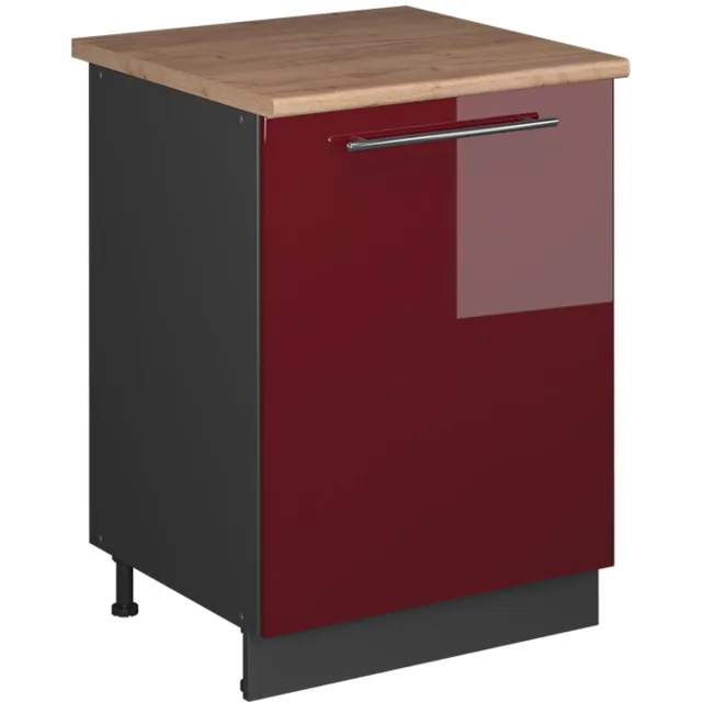 Vicco Wastafelkast Fame-Line, Bordeauxrode hoogglans/Antraciet, 60 cm