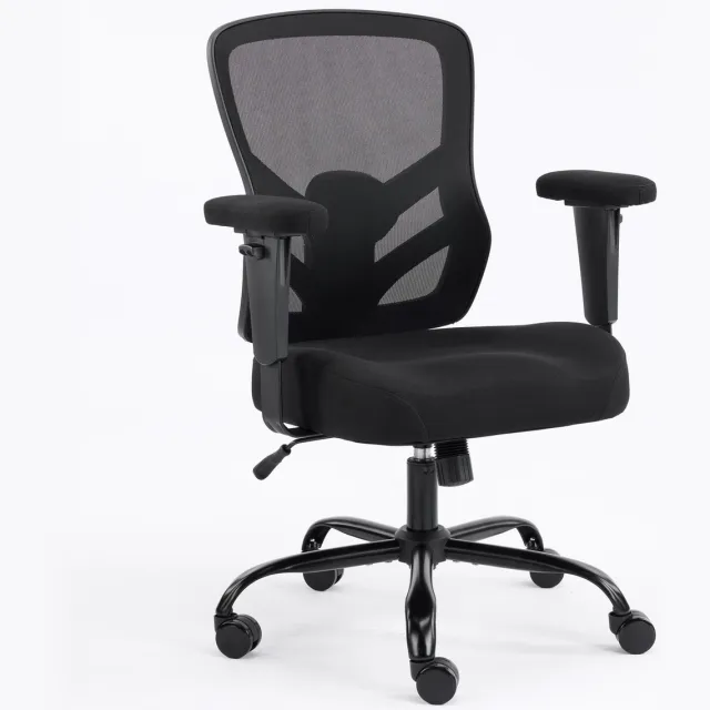 FloraGrace Bureaustoel – Ergonomische Mesh Rugleuning – 2D Verstelbare Armleuningen & Lendensteun – Thuis En Kantoor – Zwart