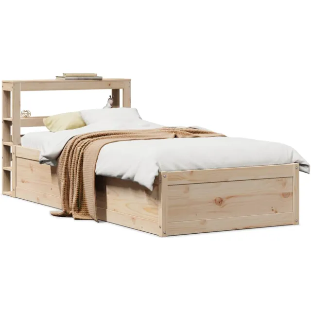 vidaXL Bedframe met hoofdbord massief grenenhout 90x190 cm Bruin