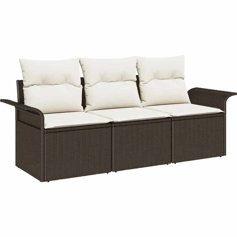 vidaXL Tuin Sofa Set 3 st Bruin Poly riet