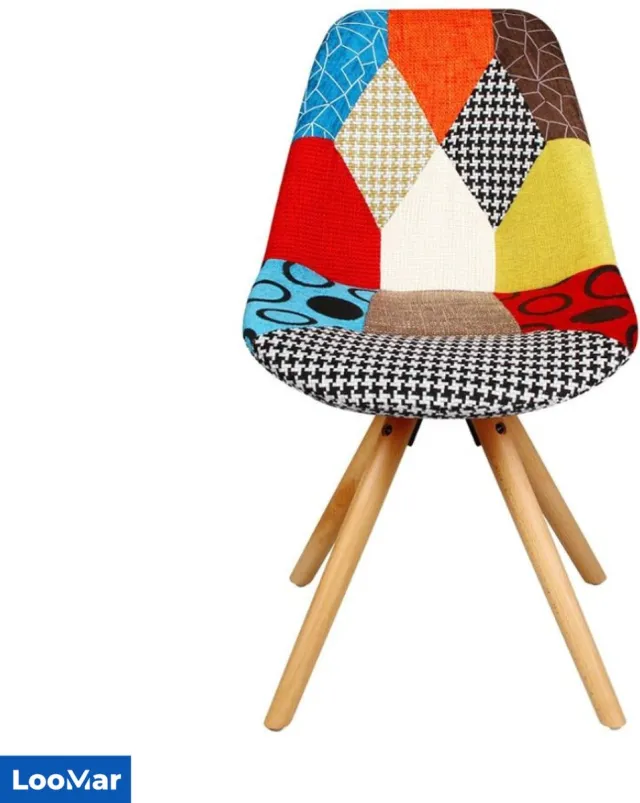 LooMar Luxe Eetkamerstoel - Stoel - met armleuning - Metalen poten - Linnen Multi Color