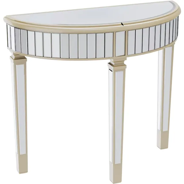 Bolt Edge Sierlijke Wandspiegel met consoletafel - Haltafel set met spiegel - Rond - Woonkamer, hal en slaapkamer Zilver