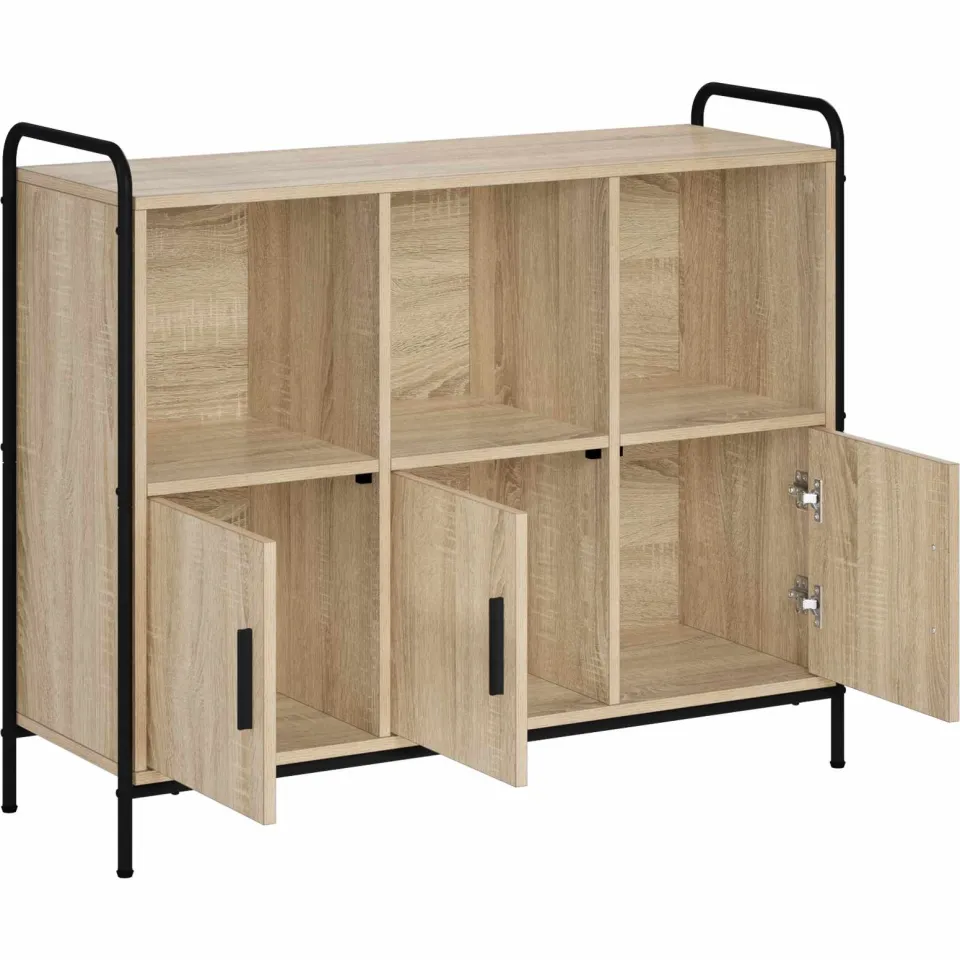 vidaXL Dressoir Sonoma Eiken 97 x 33 x 81 cm Bewerkt hout Bruin