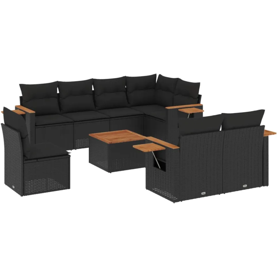 vidaXL Patio Sofa Set 9-zits Black, foto 3