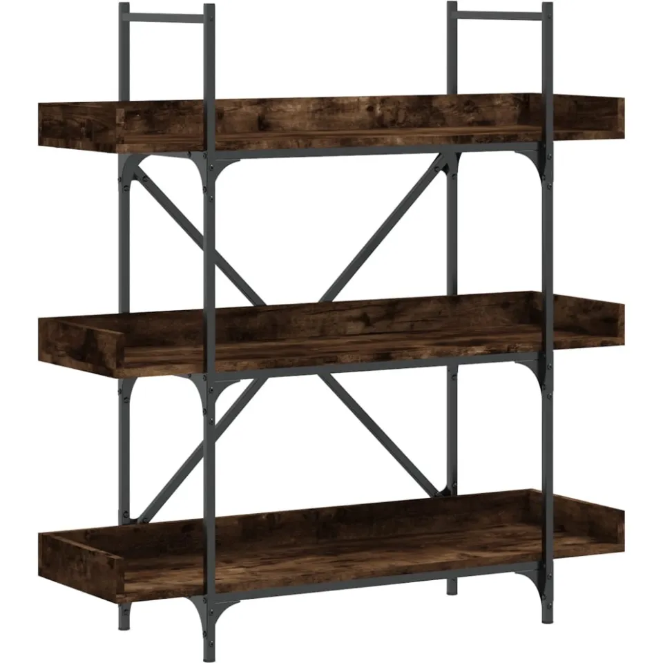 vidaXL Boekenkast 3-laags 100x33x108,5 cm bewerkt hout gerookt eiken, foto 3