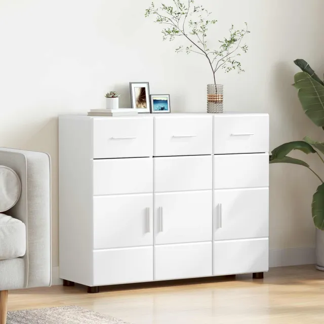 vidaXL Dressoir FLORIN 88,5 x 30,5 x 73 cm Wit Bewerkt hout