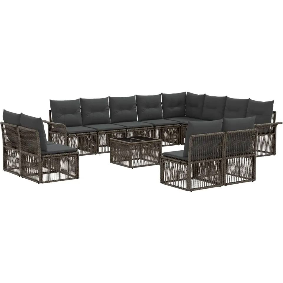 vidaXL Tuinbankenset 13 st Grijs poly rattan, foto 3