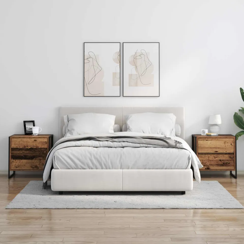vidaXL Nachtkastje 2 st Oud Hout 50 x 39,5 x 50 cm Bewerkt hout bruin, foto 4
