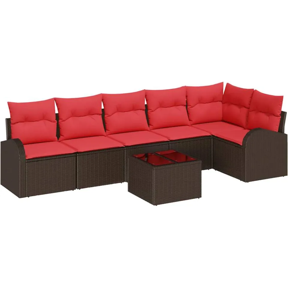 vidaXL Tuin Sofa Set 7 st Bruin poly rattan