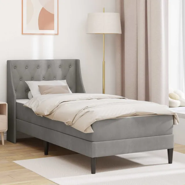 vidaXL Bedframe met matras Lichtgrijs 80 x 200 cm fluweel