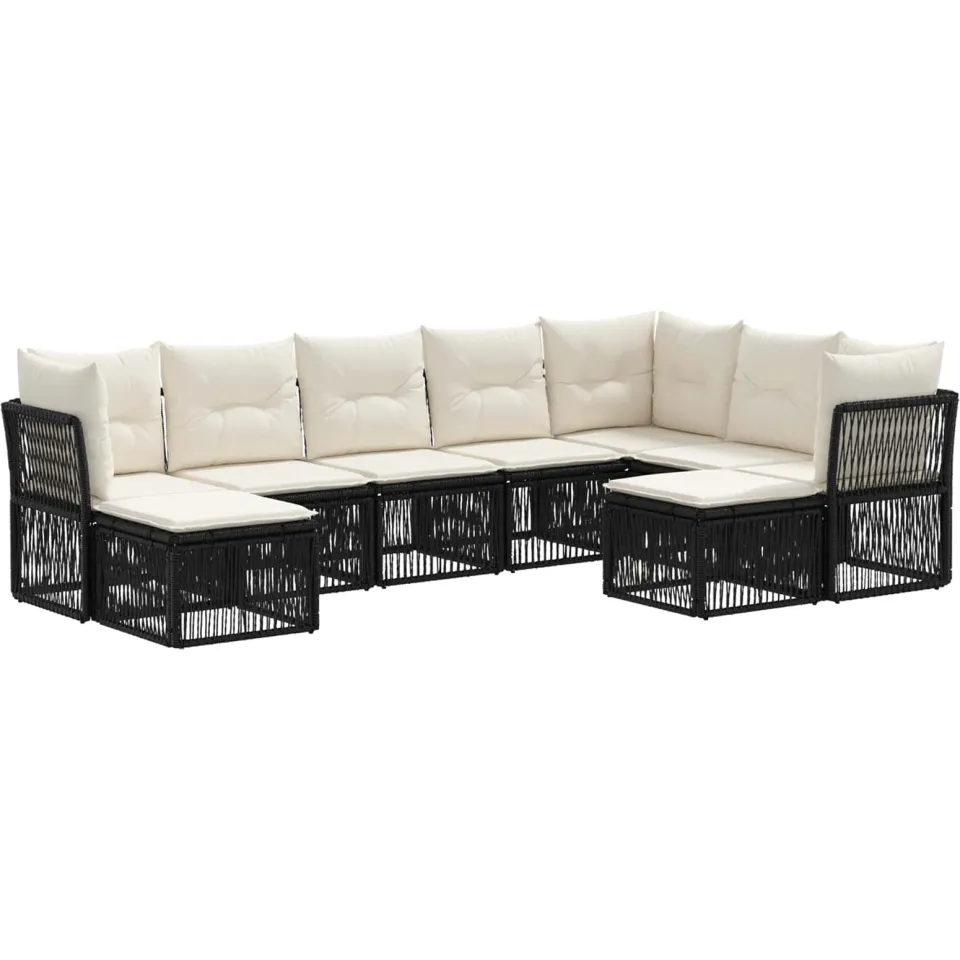 vidaXL Tuinbankenset 9 st 9-zits Zwart poly rattan, foto 3