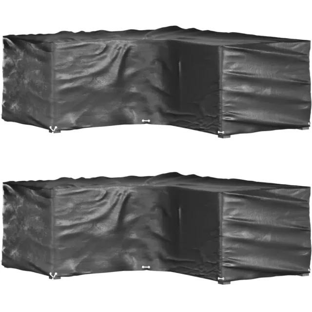 vidaXL Tuinmeubelhoezen L-vormig 2 st 12 oogjes 185x185x70 cm Zwart