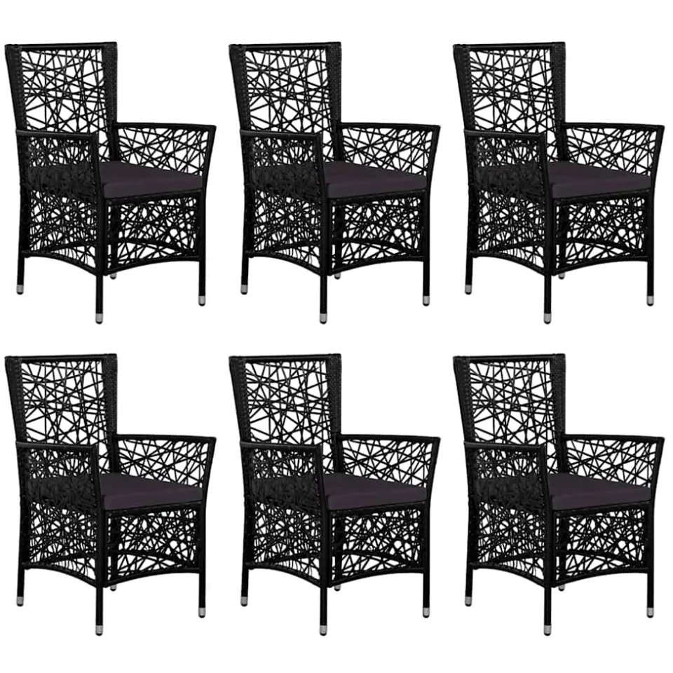 vidaXL 7-delige Tuinset poly rattan zwart, foto 3