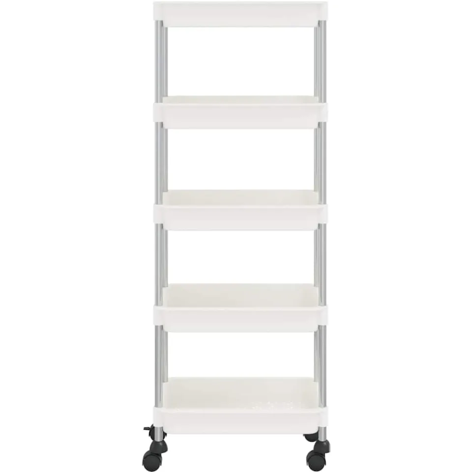 vidaXL Keukentrolley 5-laags 42x29x128 cm ijzer en ABS wit