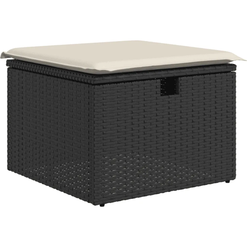 vidaXL 6-delige Loungeset met kussens poly rattan zwart, foto 4