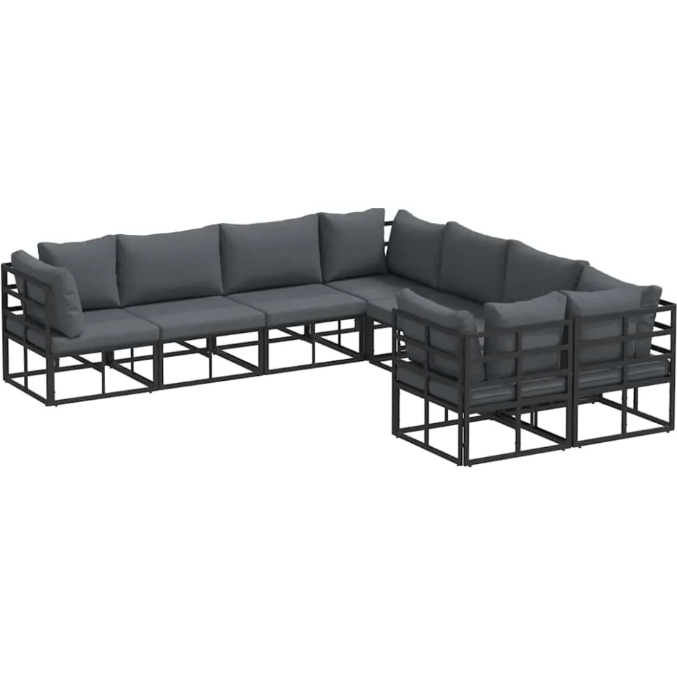 vidaXL Tuinbankenset 8 st Zwart Staal
