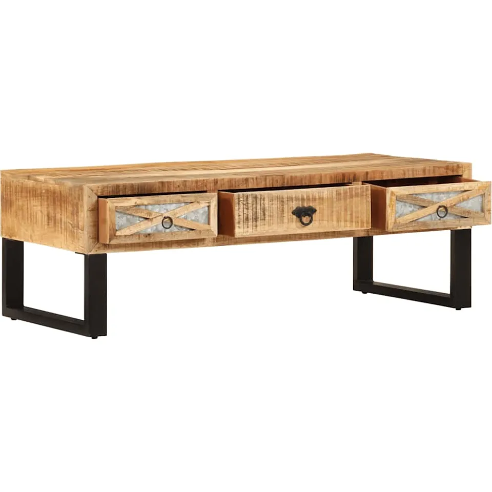 vidaXL Salontafel 110x50x38 cm massief mangohout bruin, foto 3