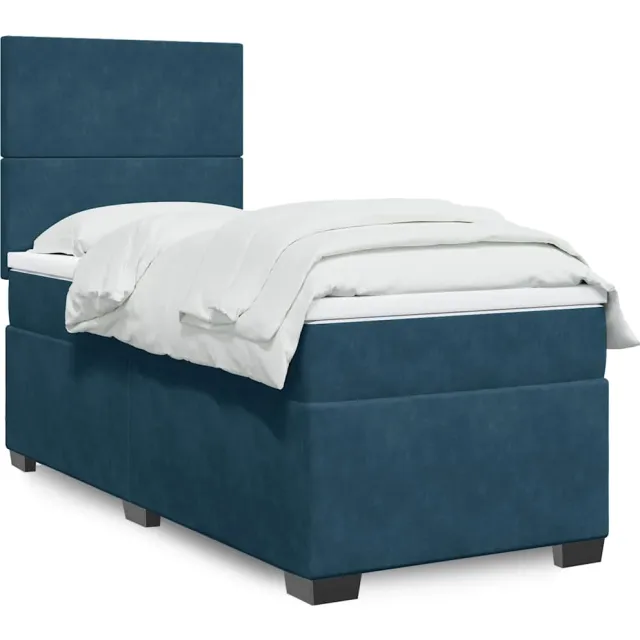 vidaXL Boxspring met matras fluweel blauw 80x200 cm