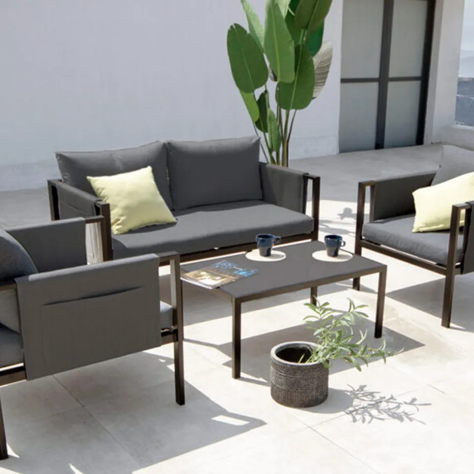 Artichok Fardau 4 delige tuin loungeset donkergrijs - met zitkussens grijs, foto 3