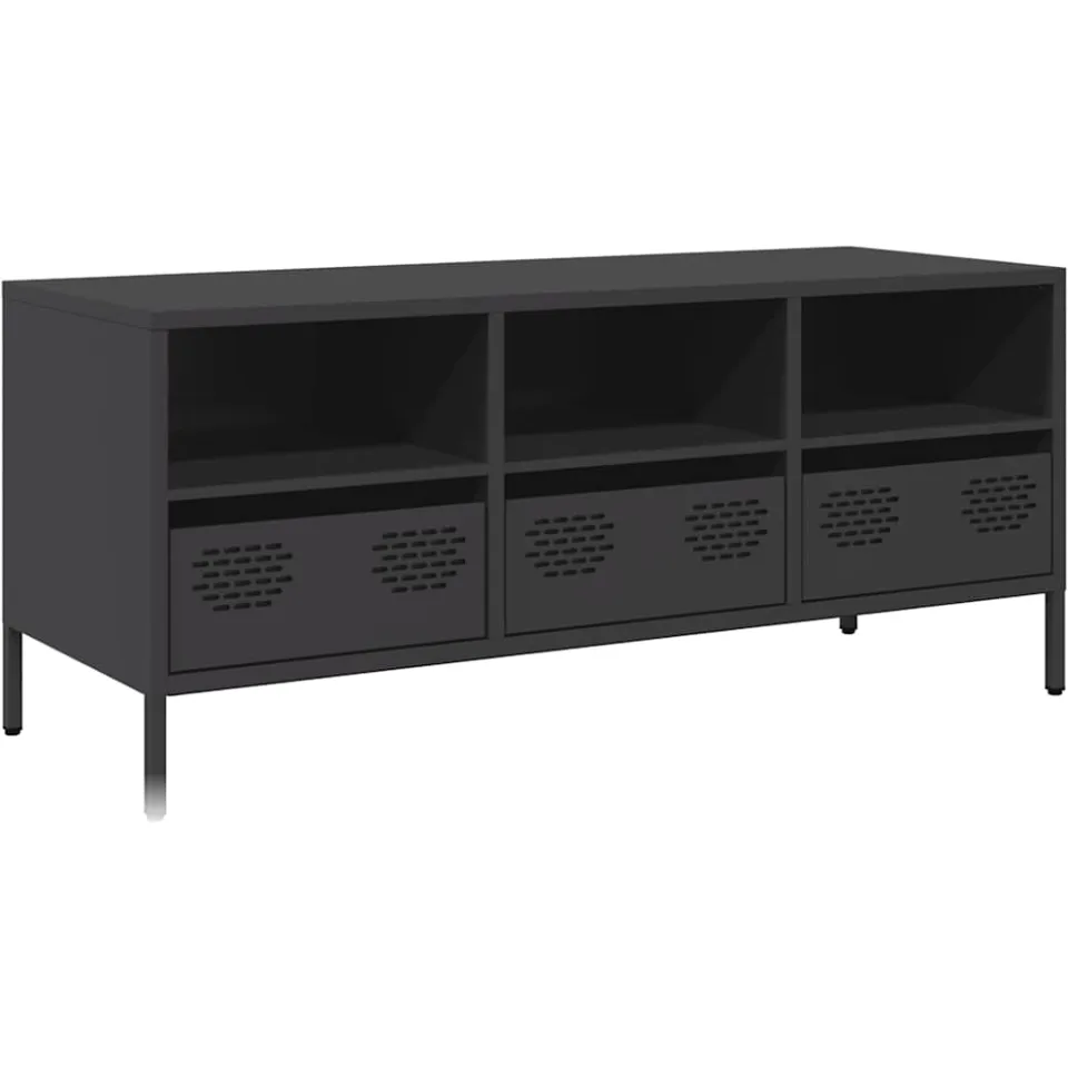 vidaXL Tv-meubel 101,5x39x43,5 cm koudgewalst staal zwart, foto 3