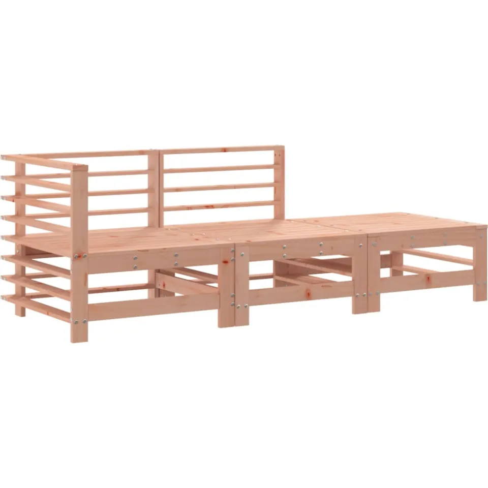 vidaXL 3-delige Loungeset met kussens massief douglashout Bruin