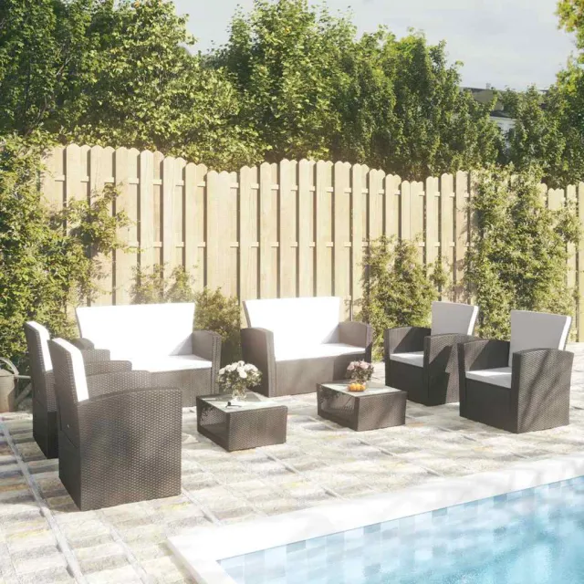 vidaXL 8-delige Loungeset met kussens poly rattan zwart, foto 2