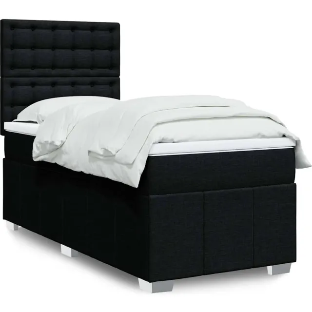 vidaXL Boxspring met matras stof zwart 90x190 cm