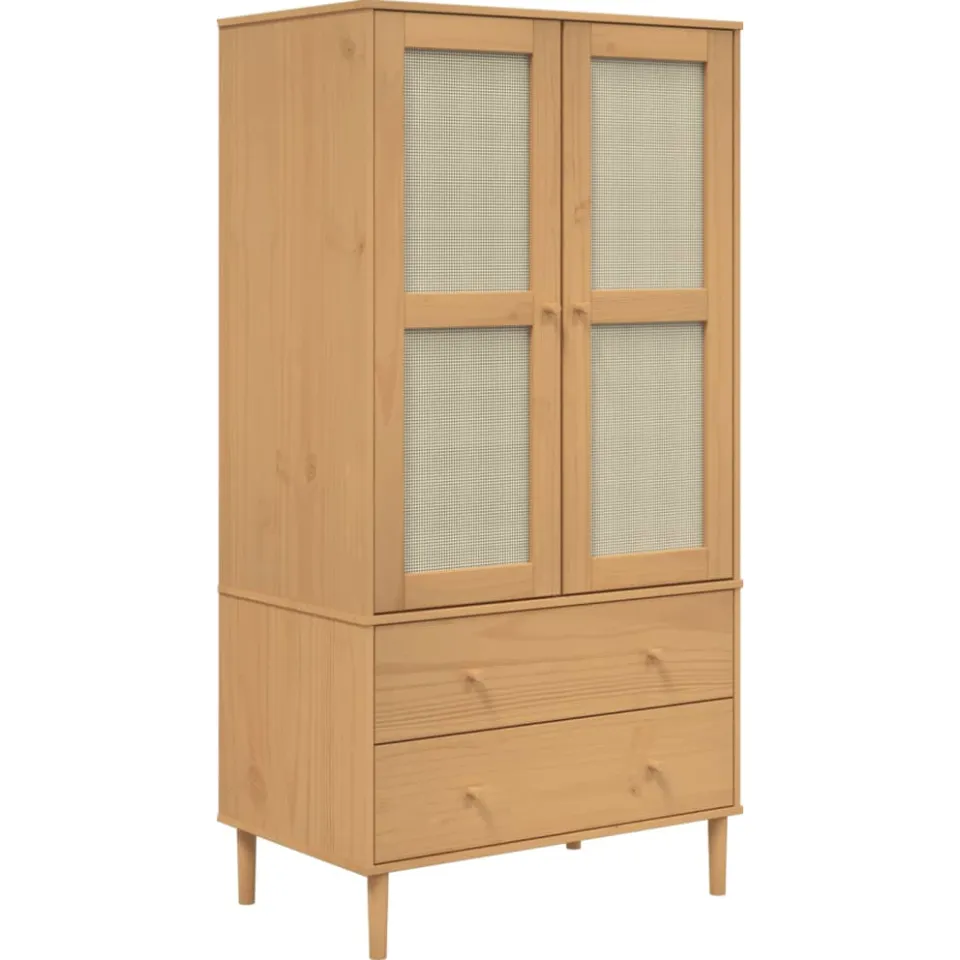 vidaXL Kledingkast SENJA 90x55x175 cm rattan look grenenhout bruin