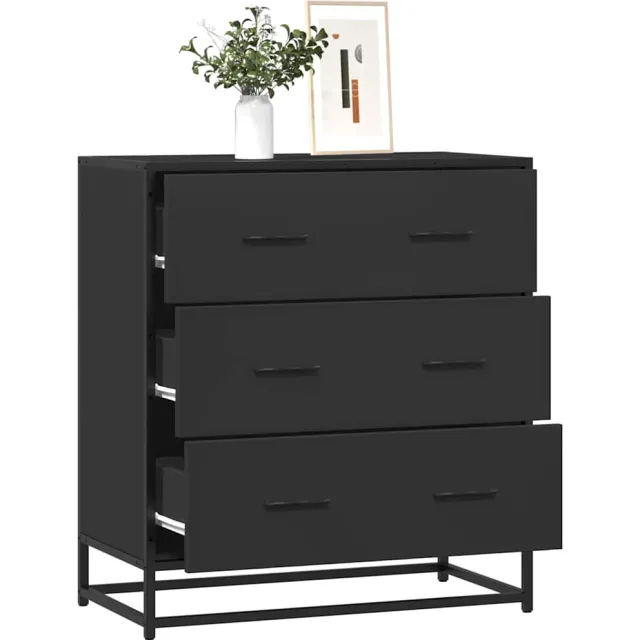 vidaXL Dressoir 68x35x76 cm bewerkt hout en metaal zwart