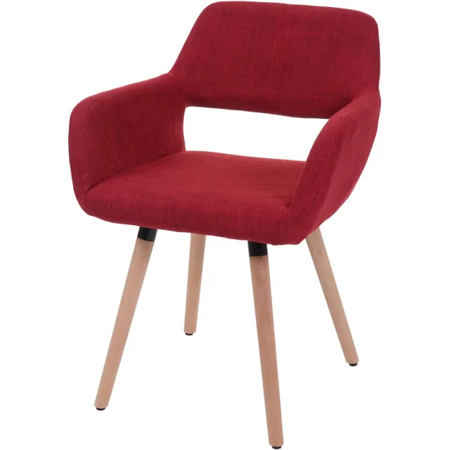 MCW Eetkamerstoel MCW-A50 II, stoel keukenstoel, retro jaren 50 design ~ textiel, paarsrood, lichtgekleurde poten