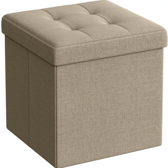 LEOBERT LSF028K01 - Opvouwbare opbergpoef - Camel - 30 x 30 x 30 cm